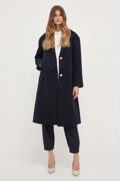 Шерстяное пальто Armani Exchange, темно-синий