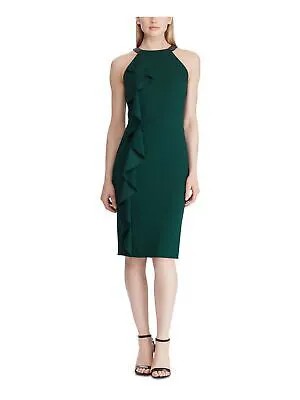 LAUREN RALPH LAUREN Женское зеленое вечернее платье-футляр без рукавов до колена 8