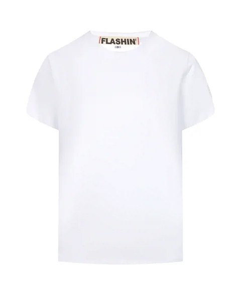 Белая футболка со стразами на рукаве Flashin