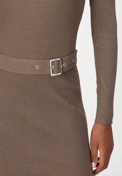 Платье-свитер BUCKLE BELT DRESS KARL LAGERFELD, бежевый