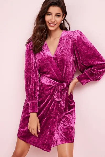Бархатное мини-платье Next, розовый