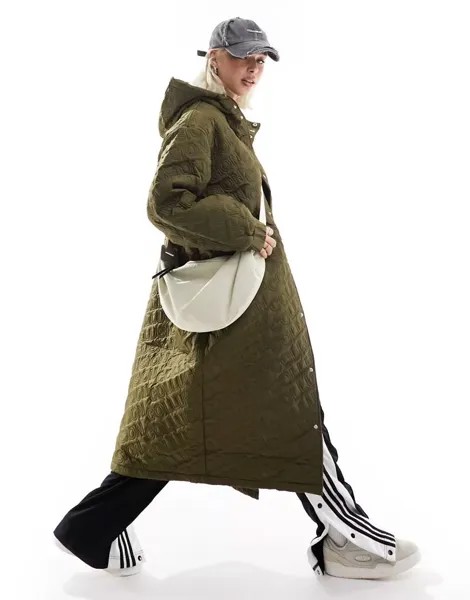 COLLUSION – Легкая утепленная длинная куртка цвета хаки с капюшоном