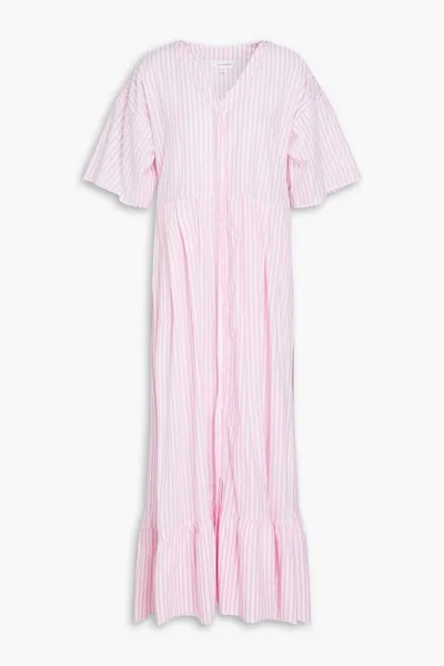 Платье миди из хлопкового поплина в полоску со складками CHINTI & PARKER, розовый