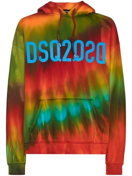 Dsquared2 худи с принтом тай-дай и логотипом, красный