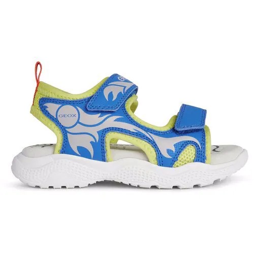 Туфли летние открытые GEOX для мальчиков J SANDAL SPLUSH BOY цвет синий с серебристый, размер 32