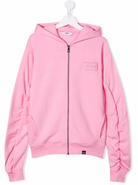 MSGM Kids худи на молнии с вышитым логотипом