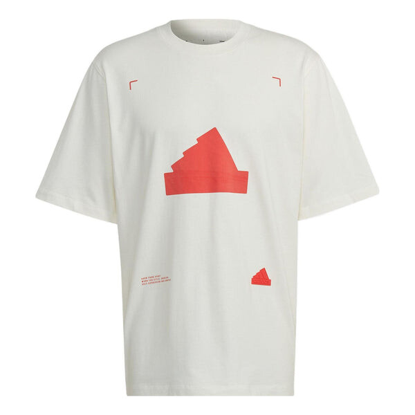 Футболка Men's adidas SS22 Geometry Pattern Printing Casual Short Sleeve Jade White T-Shirt, мультиколор