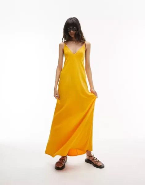 Шафрановое платье макси из джерси Topshop с широкой резинкой