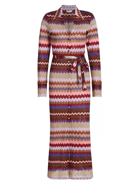 Платье-рубашка макси с поясом и зигзагом Galilea Ramy Brook, цвет chevron holiday knit