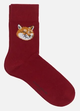 Носки Maison Kitsune Fox Head Classic, цвет красный, размер 36-39 EU