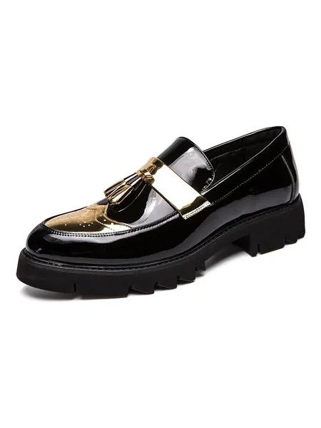 Milanoo Men's Platform Wingtip Tassel Loafers