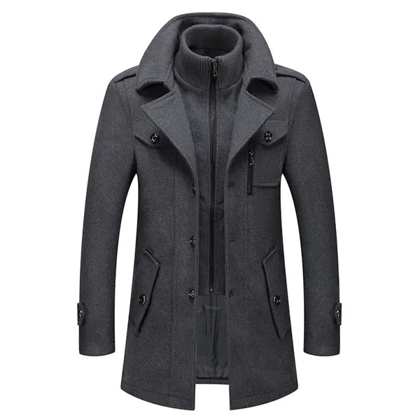 Мужская зимняя куртка на молнии, ветрозащитное классическое полупальто, мужское приталенное повседневное шерстяное пальто, ветровка, куртки XXXXL