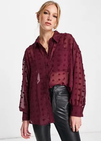 Винная oversized-рубашка из ткани добби ASOS DESIGN-Красный