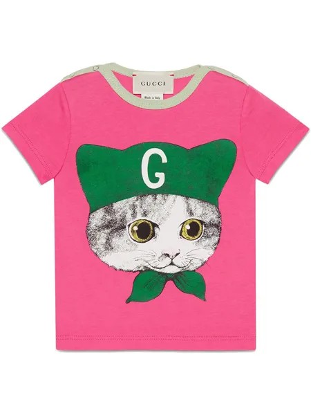 Gucci Kids футболка с принтом котенка Gucci