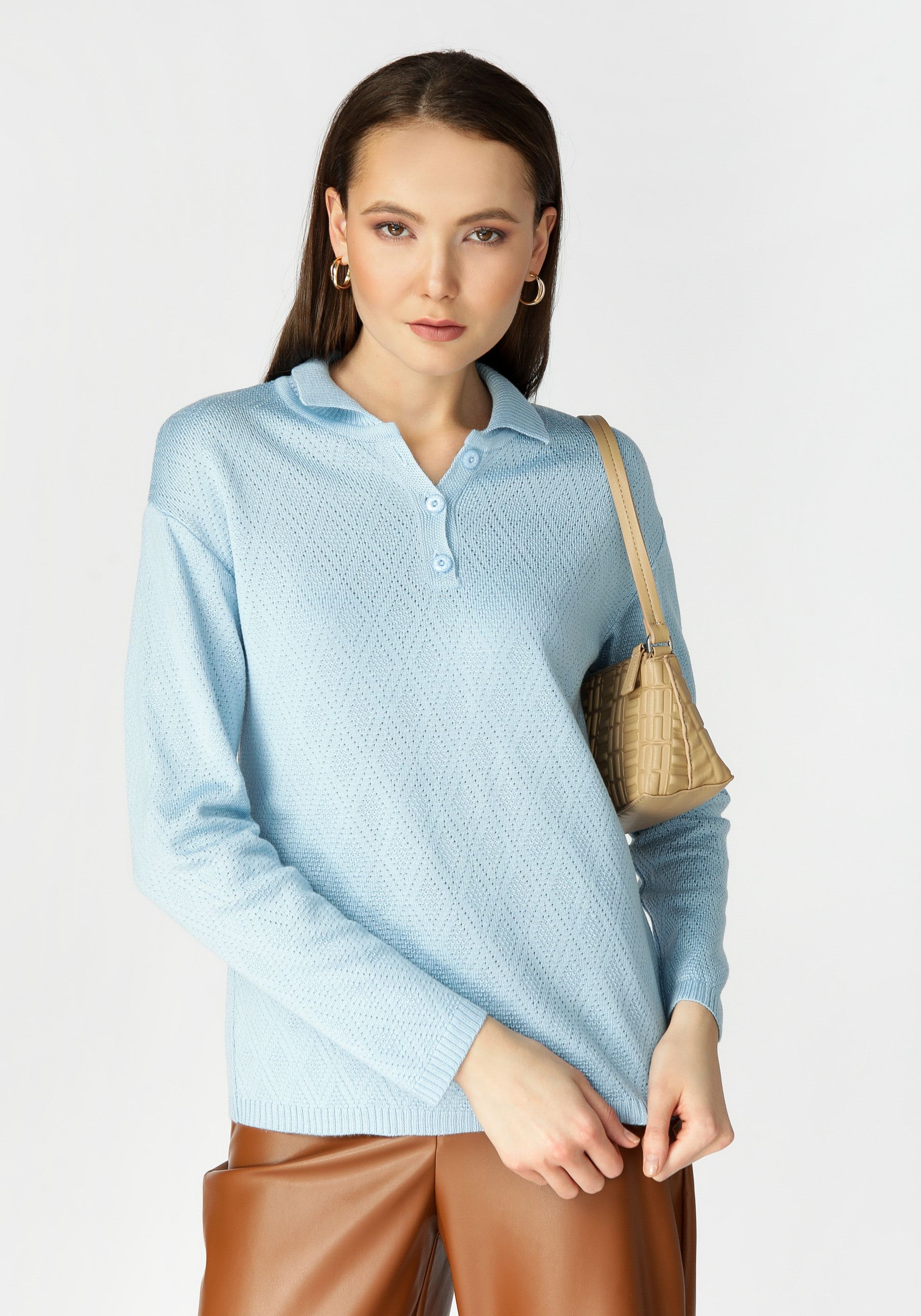 Джемпер женский Vivawool 309357 голубой 48 RU