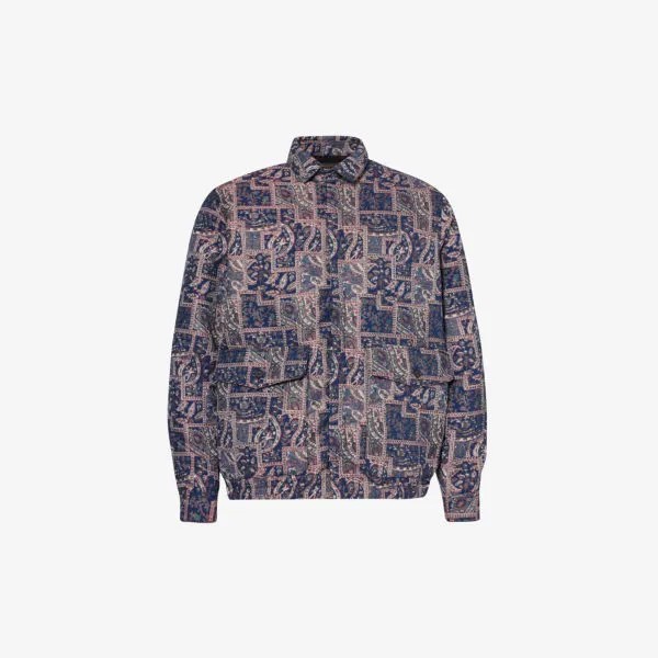 Тканый пиджак свободного кроя с раздвинутым воротником и абстрактным узором Beams Plus, цвет patchwork like batik