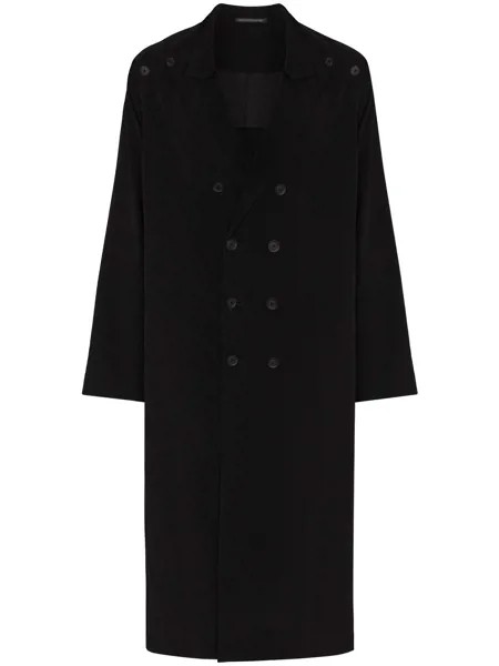 Yohji Yamamoto пальто с сетчатыми вставками и пуговицами на плечах