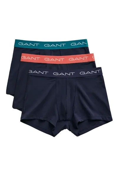 Боксеры с логотипом - 3 пары Gant, синий