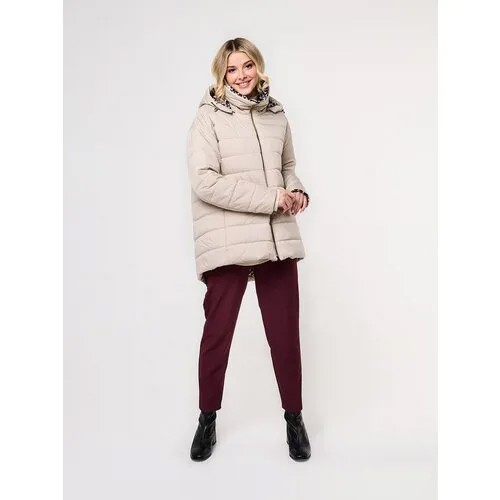 Куртка-рубашка  DIXI COAT, демисезон/зима, удлиненная, силуэт свободный, стеганая, капюшон, карманы, размер 42, мультиколор