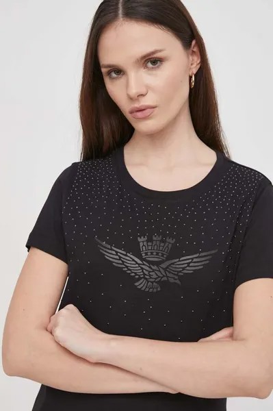 Хлопковая футболка Aeronautica Militare, черный