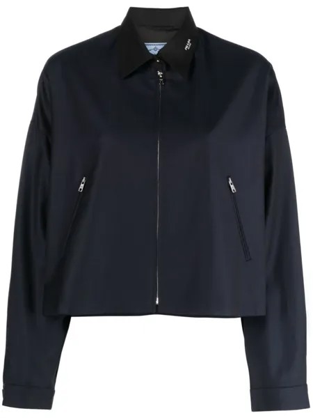 Prada куртка-рубашка с логотипом, синий