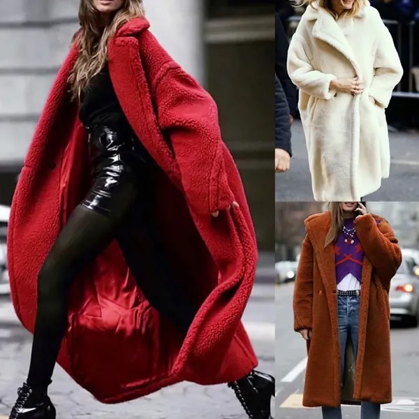 Женская верхняя одежда с длинным рукавом и отворотом из овечьей шерсти, теплое пальто, куртка h, пальто, куртка кораллового цвета, Женская фл...