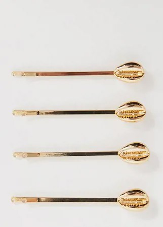 Эксклюзивный набор из 4 золотистых заколок для волос Accessorize-Золотой