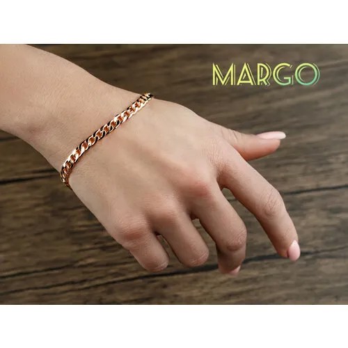 Браслет-цепочка MARGO, 1 шт., размер 21 см, размер L, диаметр 6 см, золотистый