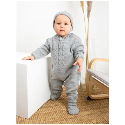 Комплект одежды  LEO детский, носки и комбинезон и шапка, нарядный стиль, подарочная упаковка, без капюшона, манжеты, размер 68, синий