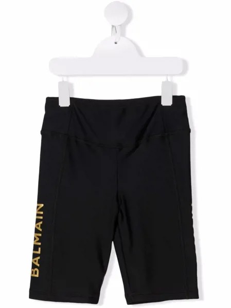 Balmain Kids облегающие шорты с логотипом