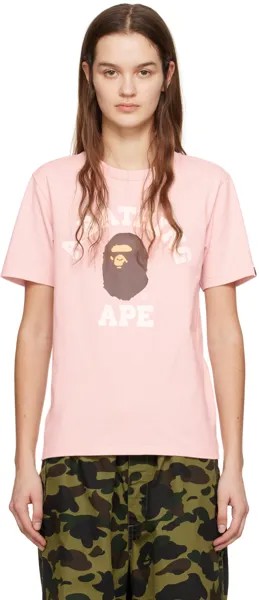 Розовая футболка колледжа Bape, цвет Pink