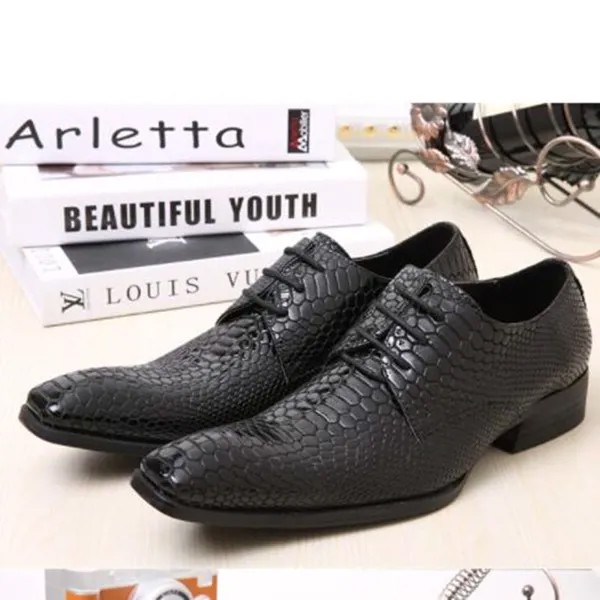 Sepatu pria/мужские туфли из крокодиловой кожи; Туфли-оксфорды с квадратным носком; mocassin homme; черные лоферы из лакированной кожи; мужские туфли на плоской подошве