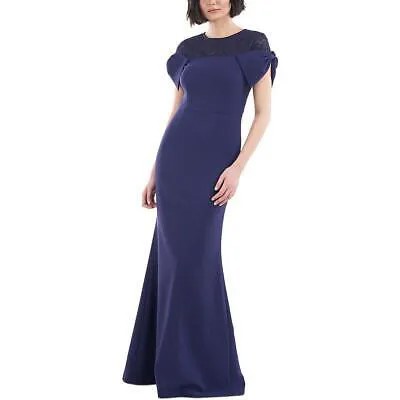 JS Collections Женское синее вечернее платье с кружевной отделкой и рукавами узлом 16 BHFO 9660