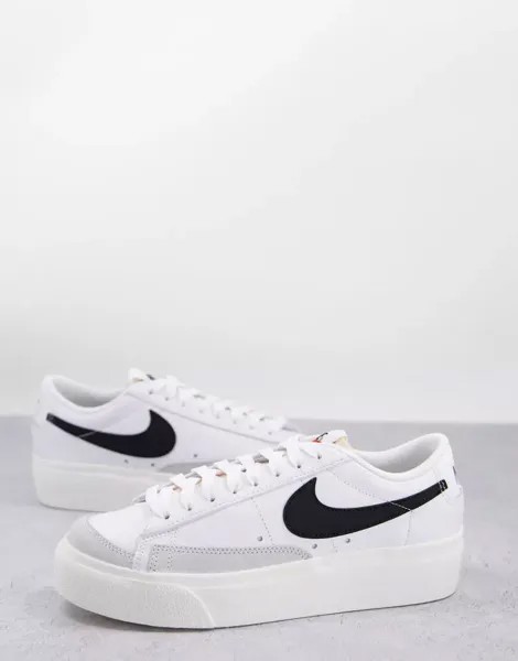Бело-черные кроссовки на платформе Nike Blazer