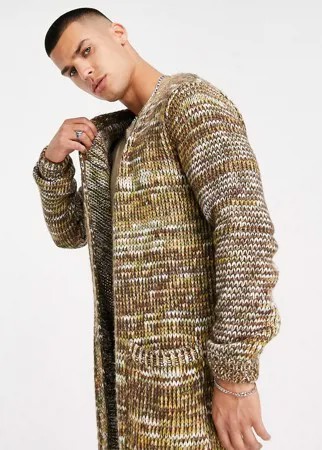 Кардиган из зеленой меланжевой пряжи ASOS DESIGN-Зеленый цвет