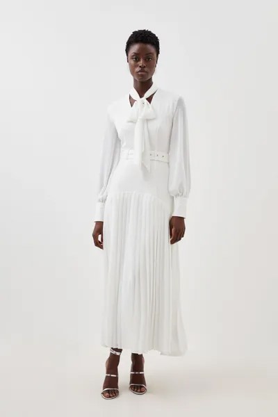 Платье миди из джерси Petite Ponte Georgette Mix Karen Millen, белый