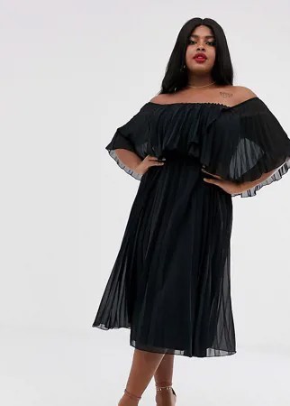 Двухслойное платье-бандо миди ASOS DESIGN Curve-Черный