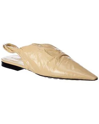 Женские кожаные туфли на плоской подошве Bottega Veneta бежевые 35,5