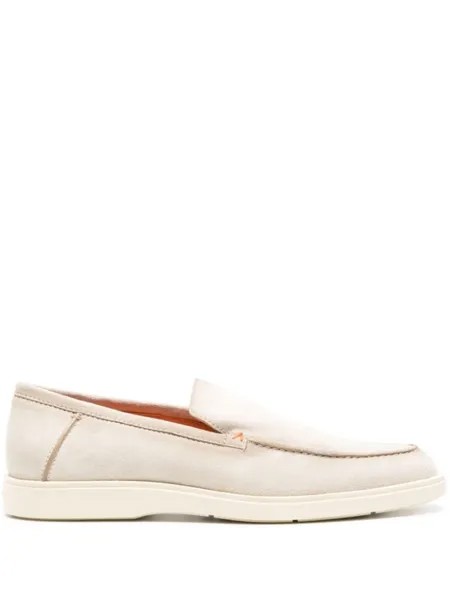 Santoni лоферы с миндалевидным носком, нейтральный цвет