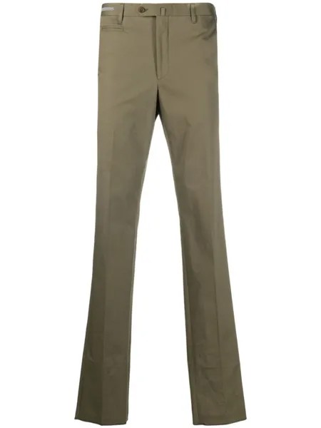 Corneliani брюки строгого кроя со складками, зеленый