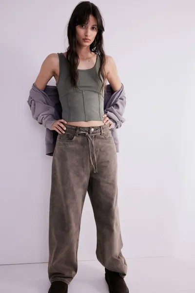 Топ-жилет в рубчик корсетного типа H&M, хаки