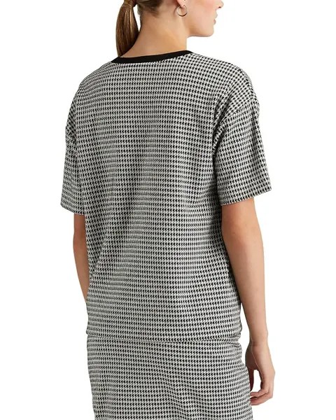 Футболка LAUREN Ralph Lauren Houndstooth Double-Knit Jacquard Tee, цвет Polo Black/Mascarpone Cream