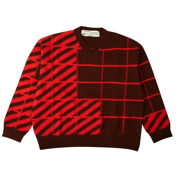 Off-White Шерстяной свитер с вставками, темно-бордовый