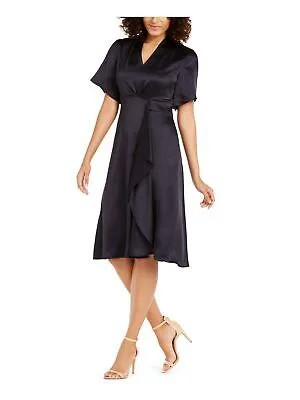 ELIE TAHARI Женское темно-синее вечернее платье длиной ниже колена с разрезом и расклешенным платьем 8