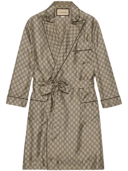Gucci шелковая рубашка с узором GG Supreme, нейтральный цвет