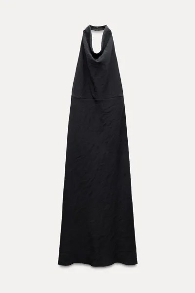 Платье Zara Draped Halter Midi, черный