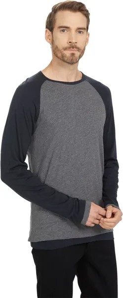 Футболка Vince Double Layer Baseball Crew, цвет Coastal/Medium Heather Grey