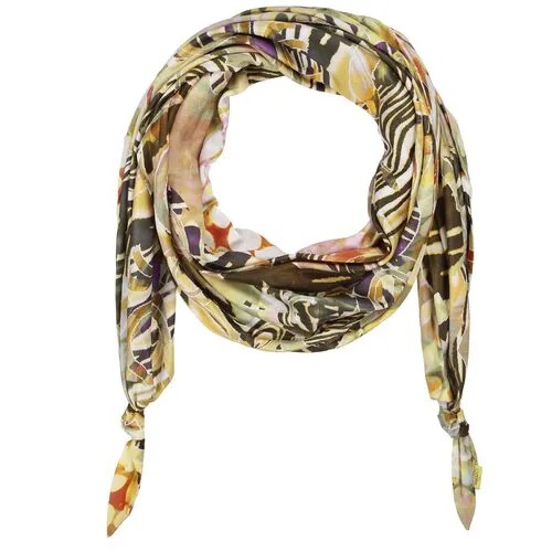 Шарф женский весенний, вискоза, шёлк, полиэстер, разноцветный, двойной шарф-долька Оланж Ассорти серия Марокко с узелками