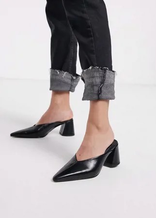 Черные мюли на блочном каблуке с заостренным носком Topshop-Черный цвет
