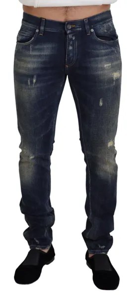 Джинсы DOLCE - GABBANA Синие мужские потертые хлопковые мужские повседневные джинсы IT44/W30/XS Рекомендуемая розничная цена 640 долларов США